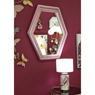 LUSTRO NA ŚCIANĘ TONY Aksamit Różowy/Mieszany 75X4X80 cm (WYMIAR LUSTRA 58X65 cm)